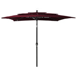 Vidaxl Parasol 3 capas con poste de aluminio 2.5x2.5 m Burdeos rojo