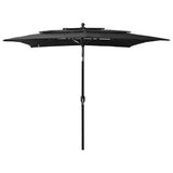 Vidaxl Parasol 3 capas con poste de aluminio 2.5x2.5 m negro