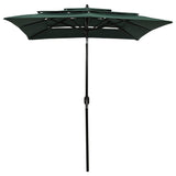 Vidaxl Parasol 3 capas con poste de aluminio 2x2 m verde