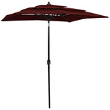 Vidaxl Parasol 3 capas con poste de aluminio 2x2 m Burdeos rojo