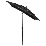 Vidaxl Parasol 3 capas con poste de aluminio 2x2 m negro