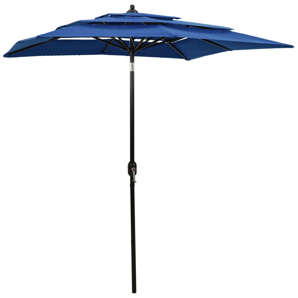 Vidaxl Parasol 3 capas con poste de aluminio 2x2 m azul