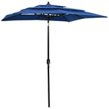 Vidaxl Parasol 3 capas con poste de aluminio 2x2 m azul