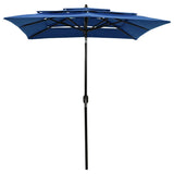 Vidaxl Parasol 3 capas con poste de aluminio 2x2 m azul