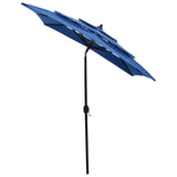 Vidaxl Parasol 3 capas con poste de aluminio 2x2 m azul