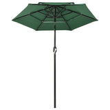 Vidaxl Parasol 3 capas con polo de aluminio 2 m verde