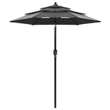 Vidaxl Parasol 3 capas con polo de aluminio 2 m de color antracita