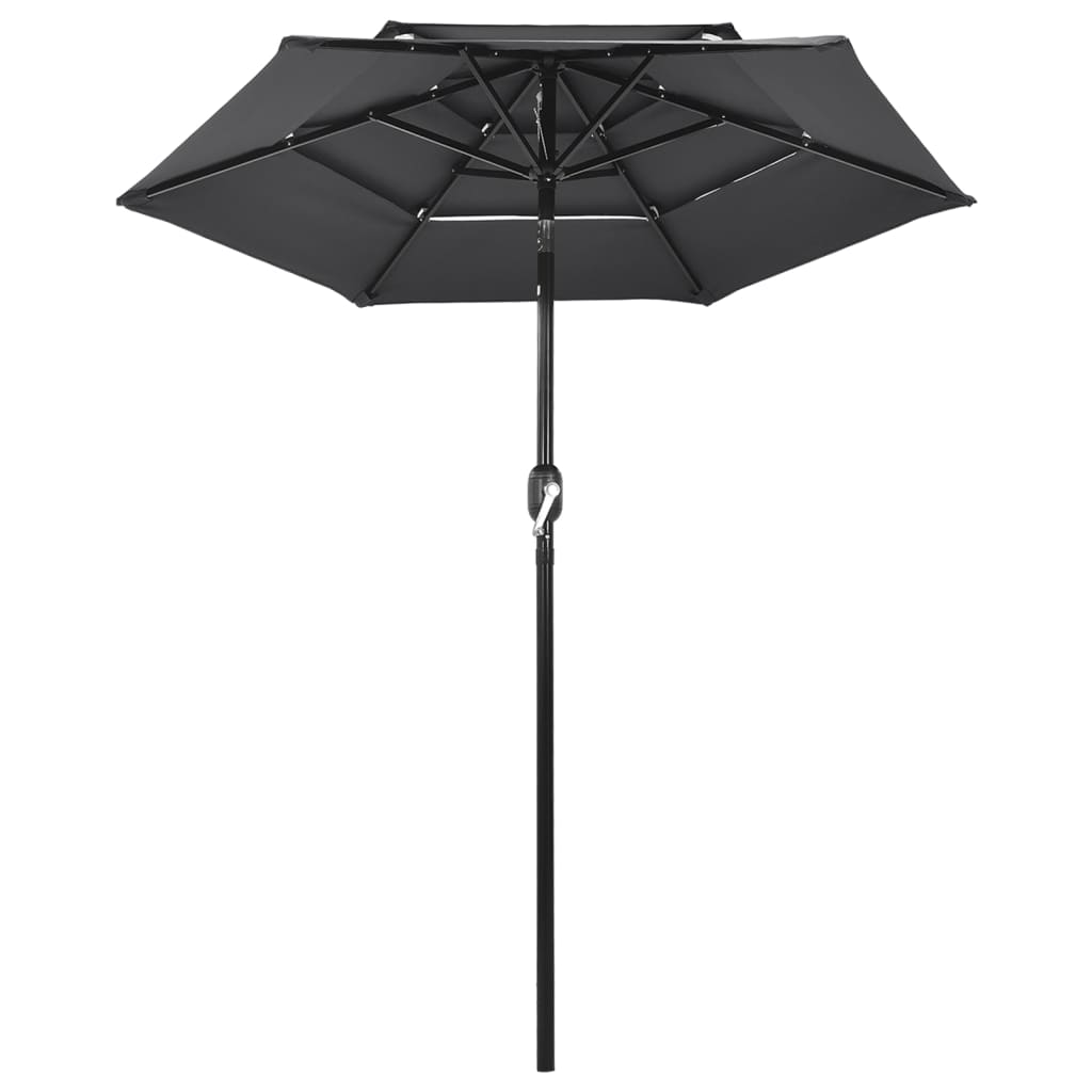 Vidaxl Parasol 3 capas con polo de aluminio 2 m de color antracita