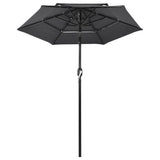 Vidaxl Parasol 3 capas con polo de aluminio 2 m de color antracita