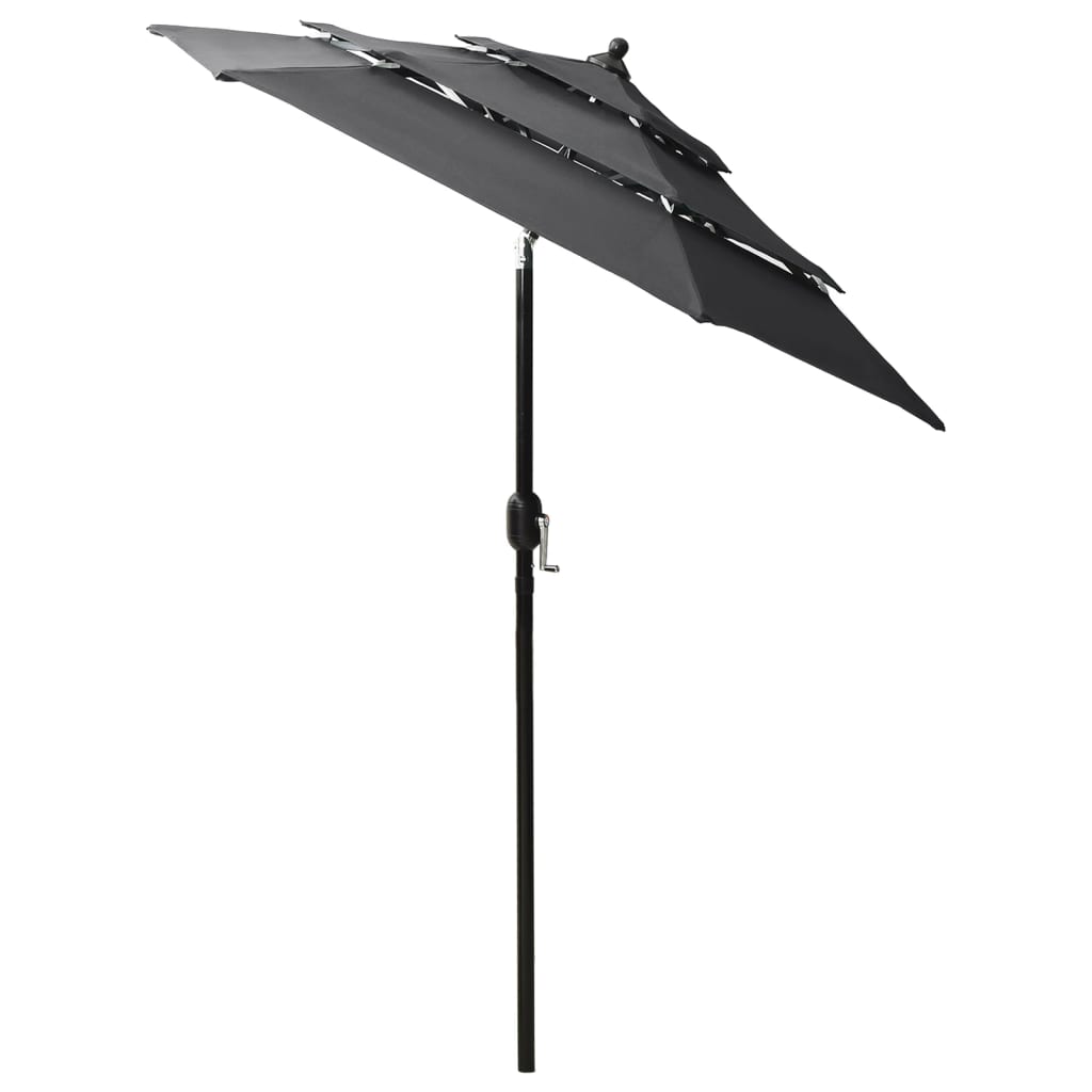 Vidaxl Parasol 3 capas con polo de aluminio 2 m de color antracita