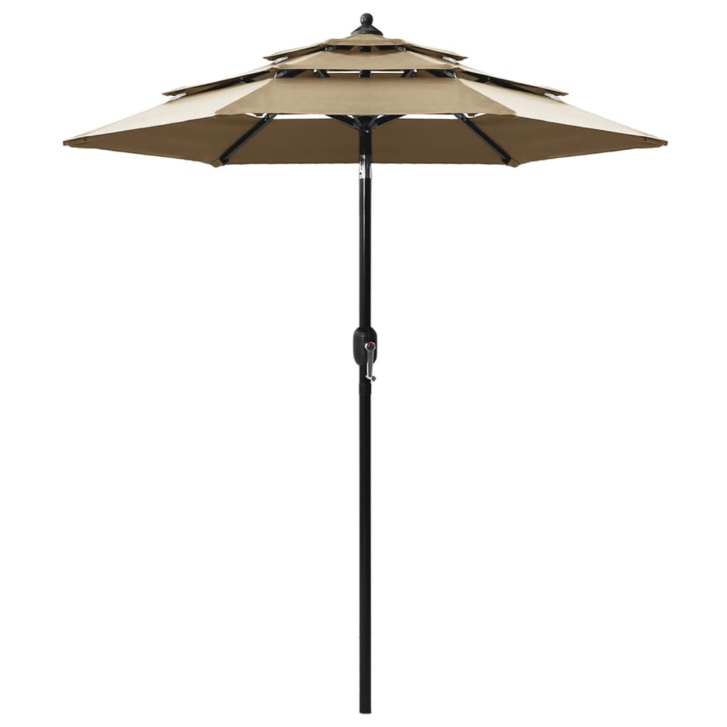 Vidaxl Parasol 3 capas con polo de aluminio 2 m taupe