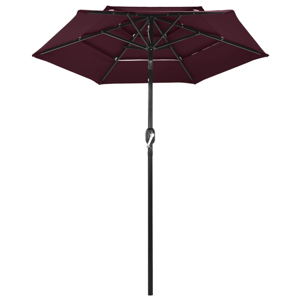 Vidaxl Parasol 3-Schicht mit Aluminiumpol 2 m Bordeaux Rot