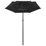 Vidaxl Parasol 3-Schicht mit Aluminiumpol 2 m schwarz