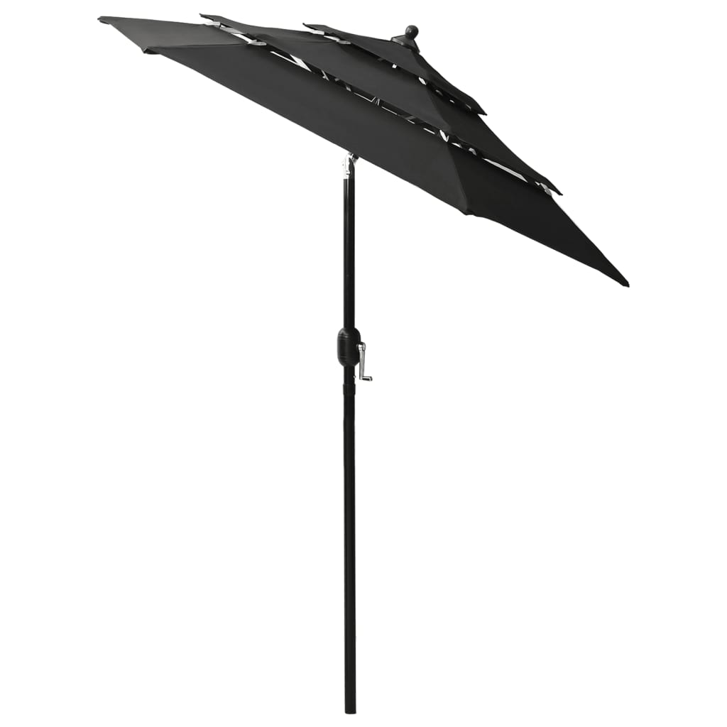 Vidaxl Parasol 3-Schicht mit Aluminiumpol 2 m schwarz