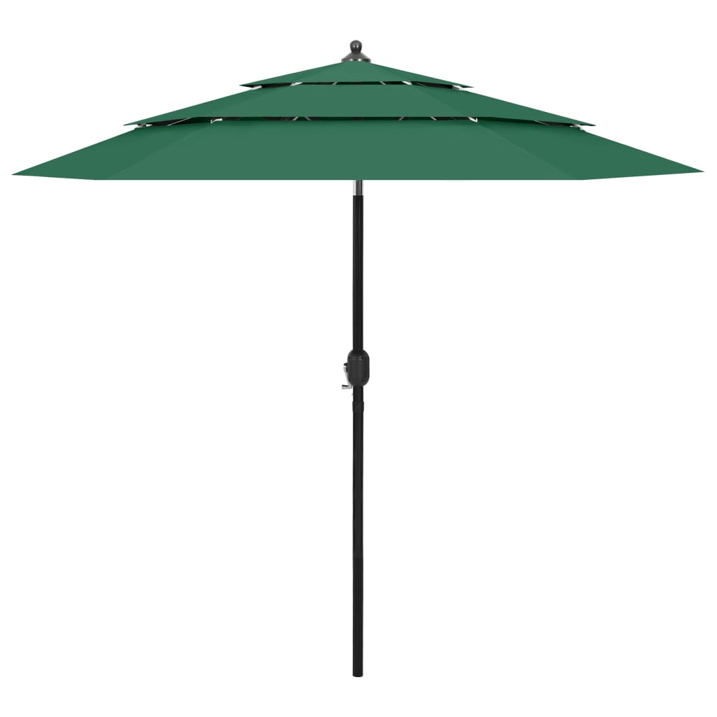 Vidaxl Parasol 3 capas con poste de aluminio 2.5 m verde