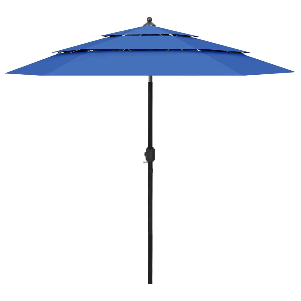 Vidaxl Parasol 3 capas con poste de aluminio 2.5 m azul