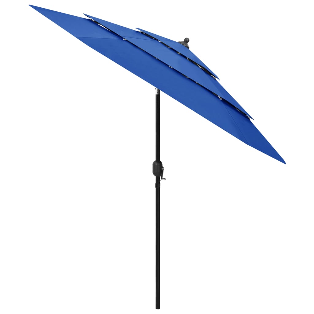 Vidaxl Parasol 3 capas con poste de aluminio 2.5 m azul