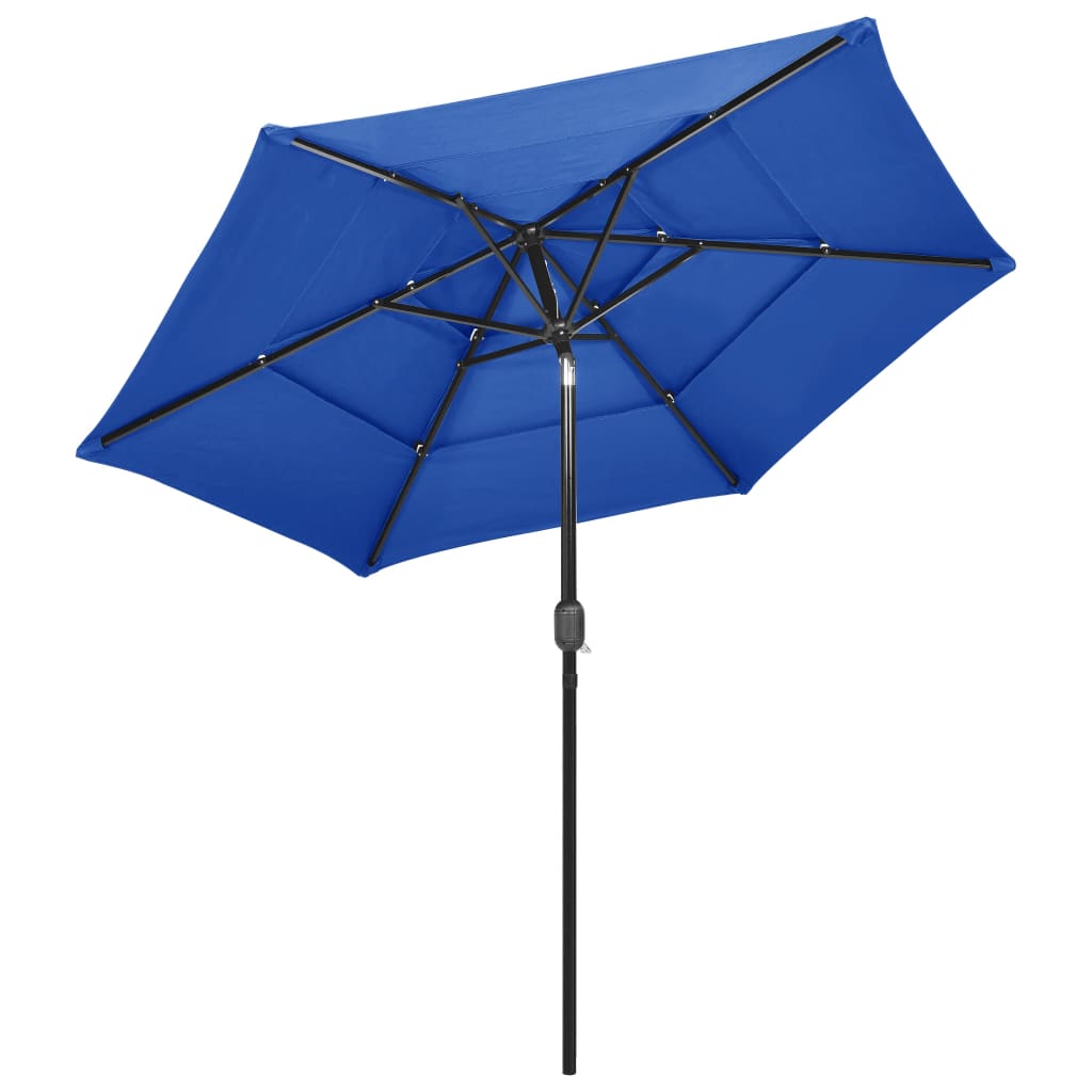 Vidaxl Parasol 3 capas con poste de aluminio 2.5 m azul