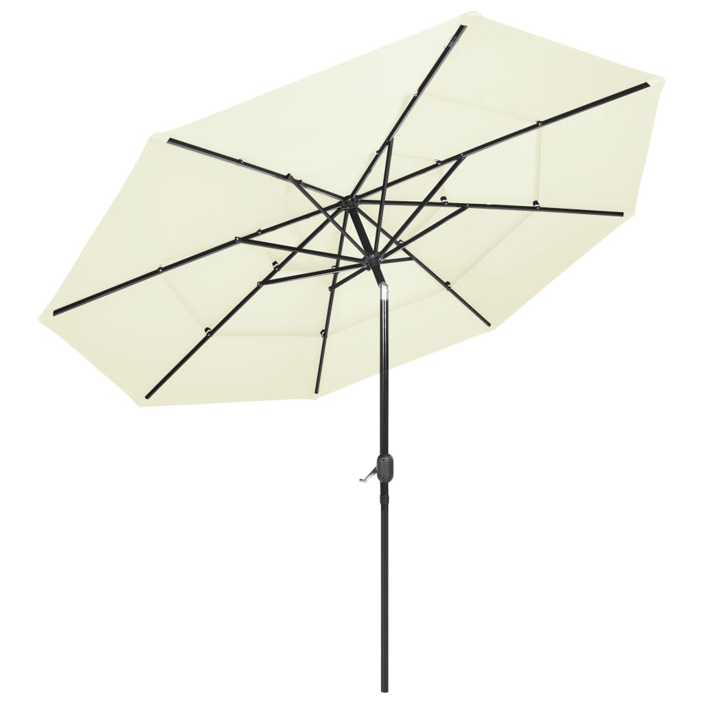 Vidaxl Parasol 3 capas con poste de aluminio 3 m de color arena