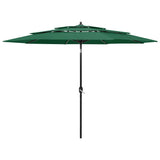 Vidaxl Parasol 3 capas con poste de aluminio 3 m verde