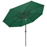 Vidaxl Parasol 3 capas con poste de aluminio 3 m verde