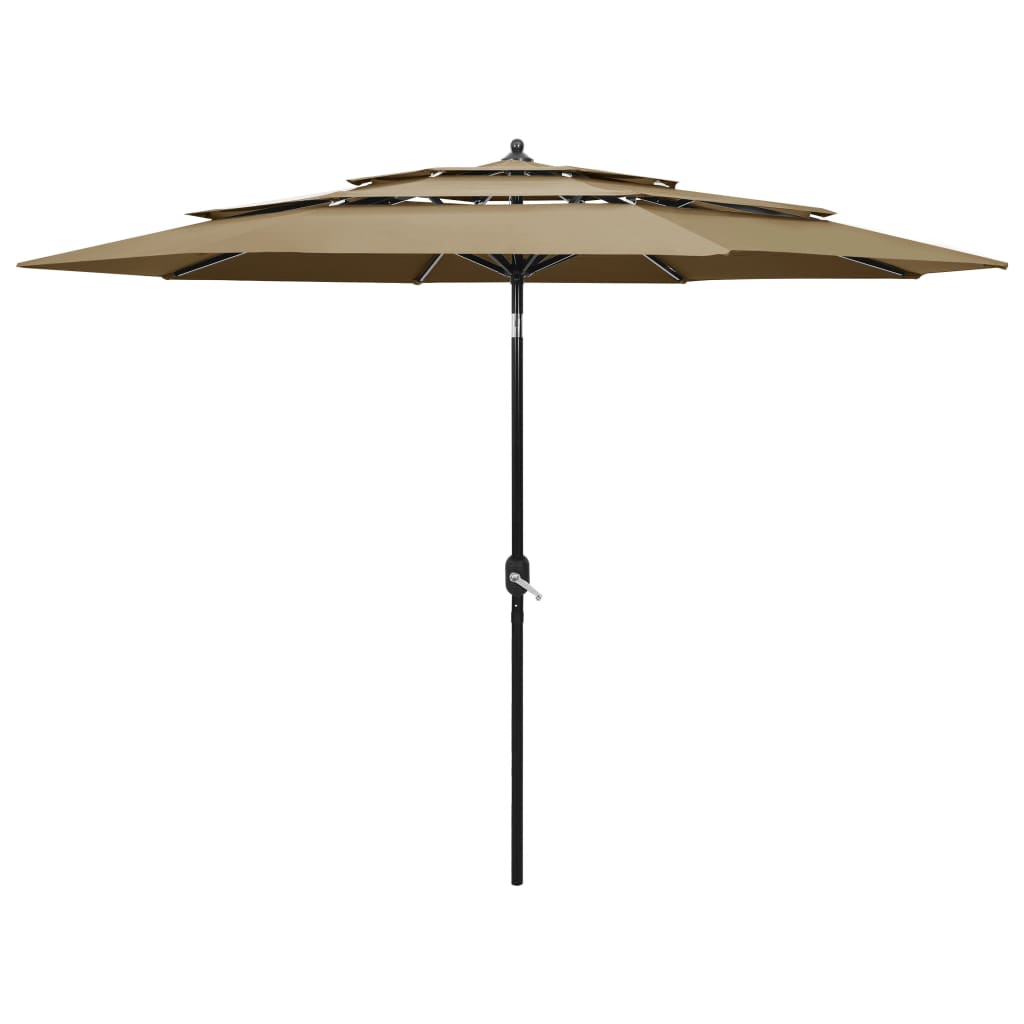 Vidaxl Parasol 3-Layer mit Aluminiumpol 3 M Taupe