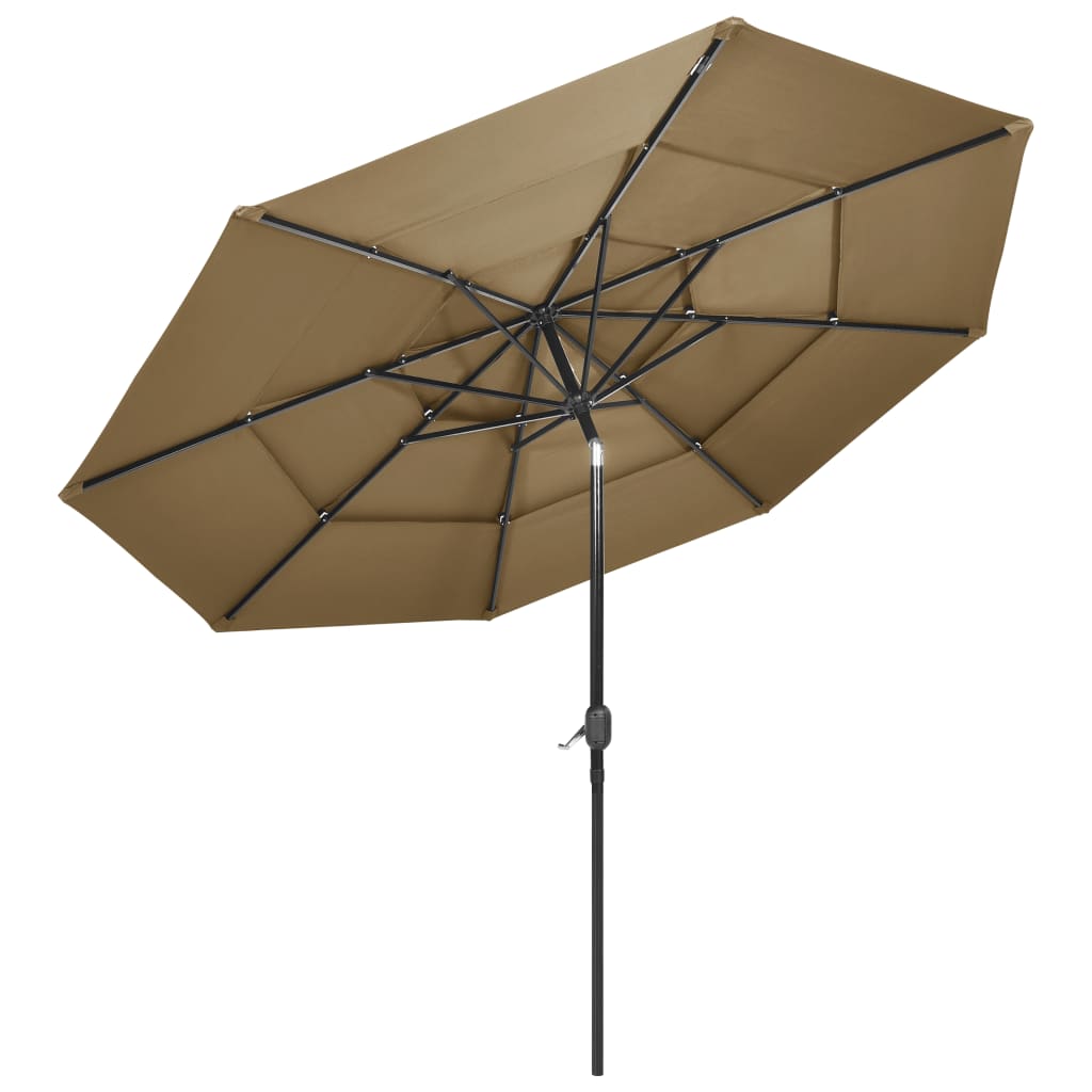 Vidaxl Parasol 3-Layer mit Aluminiumpol 3 M Taupe