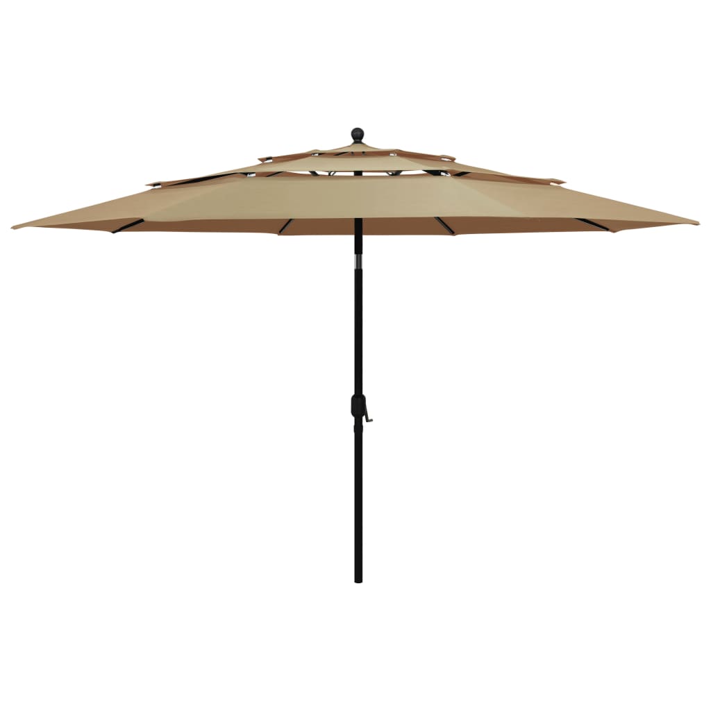 Vidaxl Parasol 3 capas con poste de aluminio 3.5 m taupe