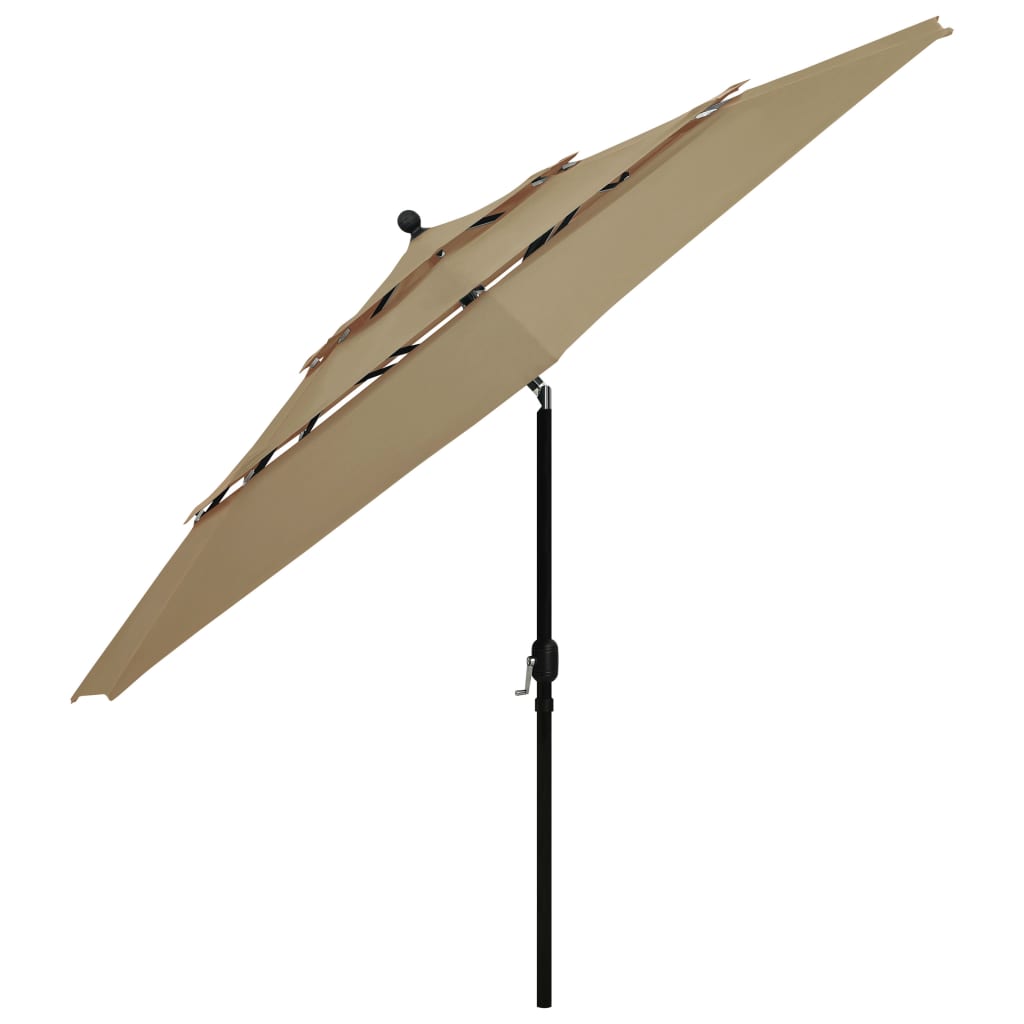 Vidaxl Parasol 3 capas con poste de aluminio 3.5 m taupe