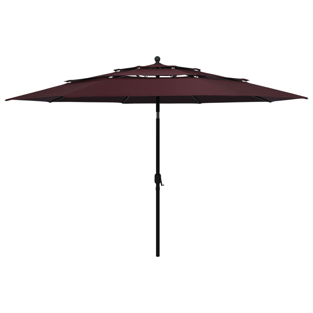 Vidaxl Parasol 3 capas con poste de aluminio 3.5 M Burdeos rojo