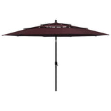 Vidaxl Parasol 3 capas con poste de aluminio 3.5 M Burdeos rojo