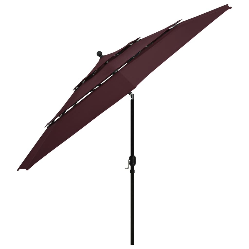 Vidaxl Parasol 3 capas con poste de aluminio 3.5 M Burdeos rojo