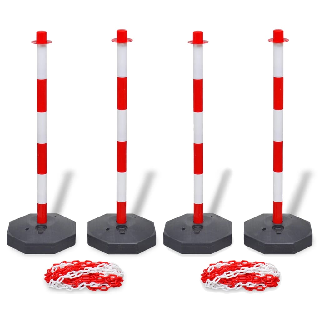 VidaXL set of 4 chain poles and 2 plastic chains of 10 m