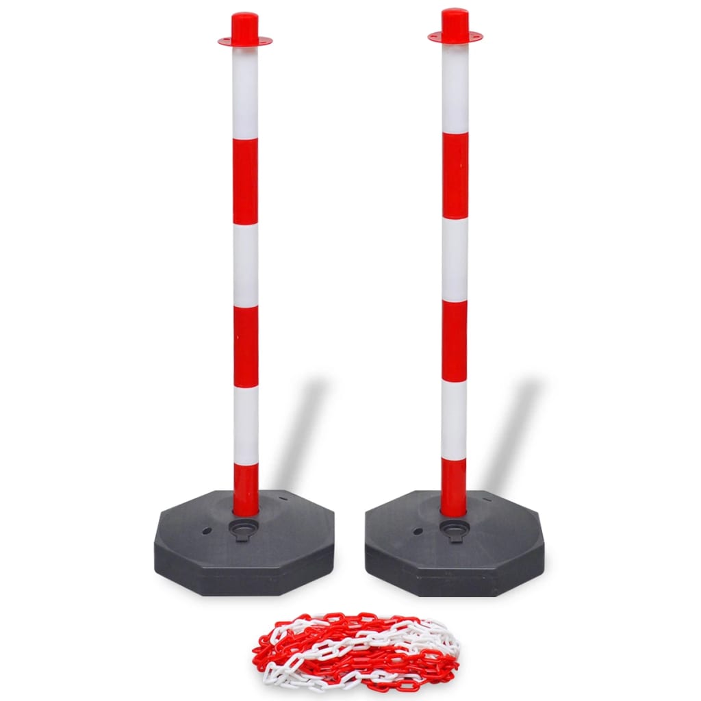 VidaXL set of 4 chain poles and 2 plastic chains of 10 m