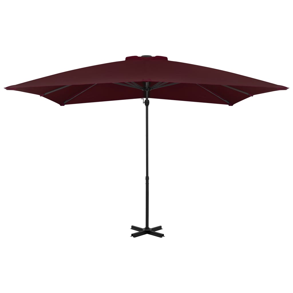 Vidaxl -schwimmendes Parasol mit Aluminiumpol 250x250 cm Burgunderrot