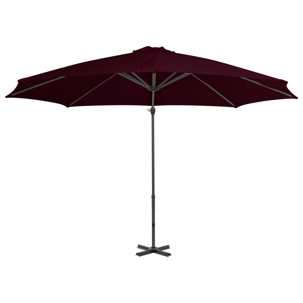 Parasol flottant vidaxl avec poteau en aluminium 300 cm rouge