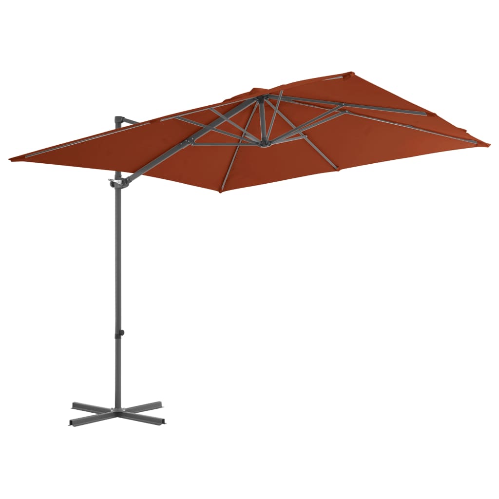 Parasol flotante de Vidaxl con poste de acero 250x250 cm terracota -Coleed