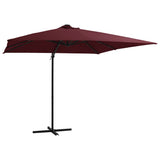 VidaXL Zweefparasol met LED-verlichting 250x250 cm bordeauxrood