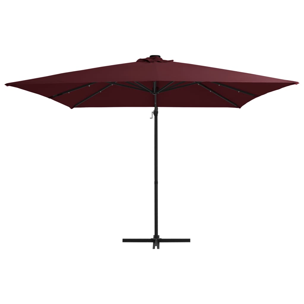 Vidaxl schwimmend Parasol mit LED -Beleuchtung 250x250 cm Bordeaux Rot