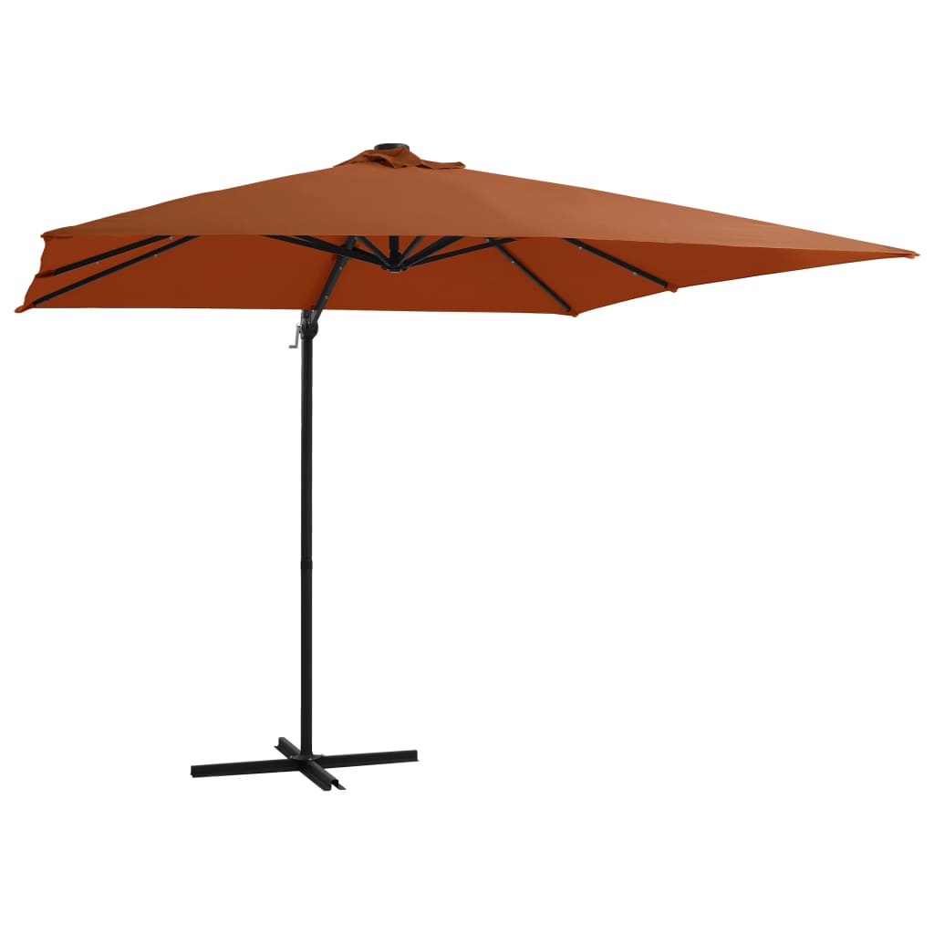 Vidaxl-schwimmendes Parasol mit LED-Beleuchtung 250x250 cm Terracotta-farbig