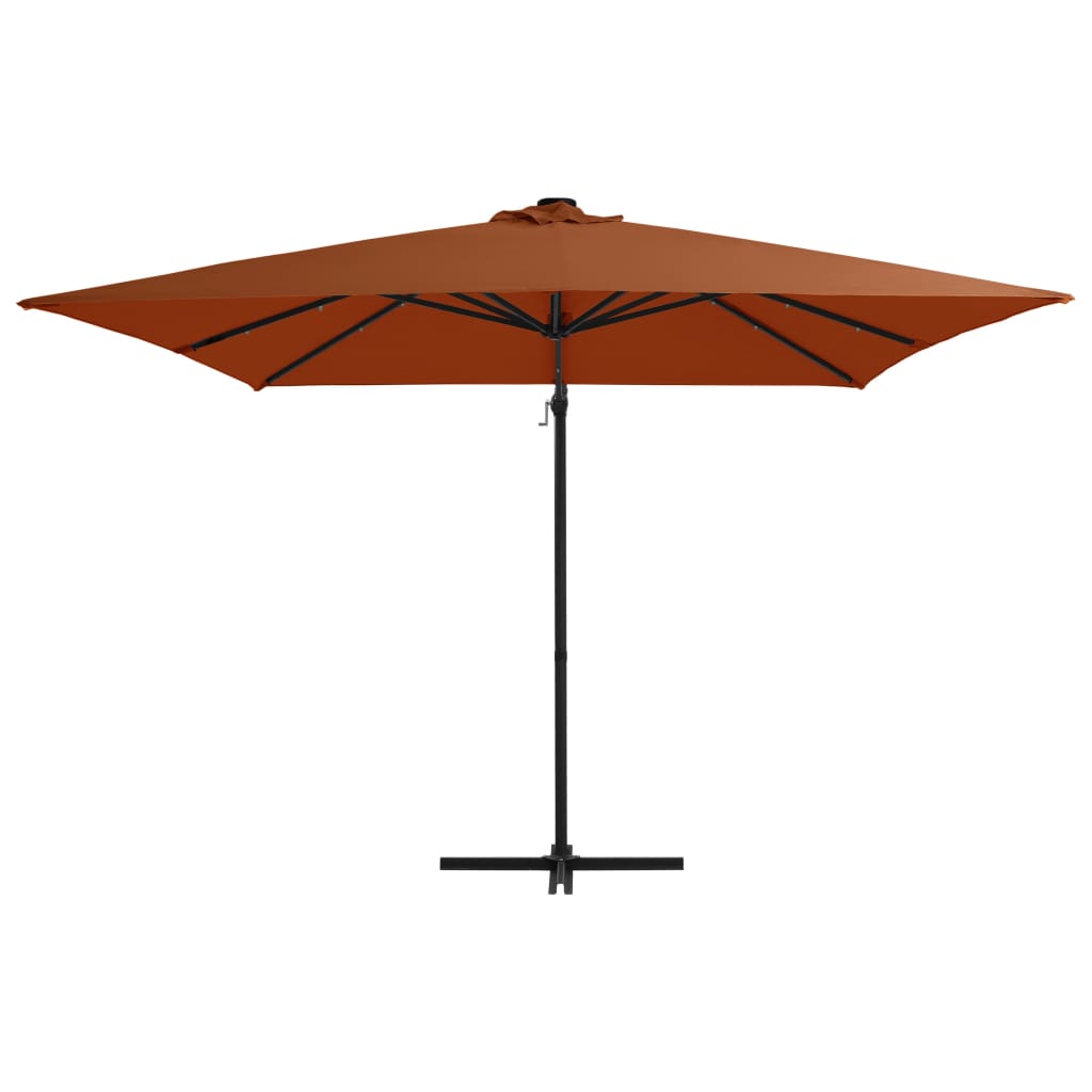 Vidaxl-schwimmendes Parasol mit LED-Beleuchtung 250x250 cm Terracotta-farbig