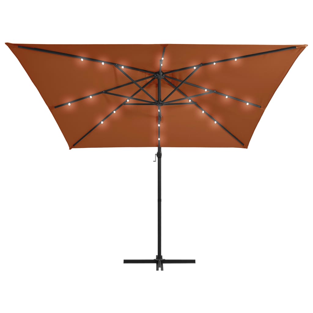 Vidaxl-schwimmendes Parasol mit LED-Beleuchtung 250x250 cm Terracotta-farbig