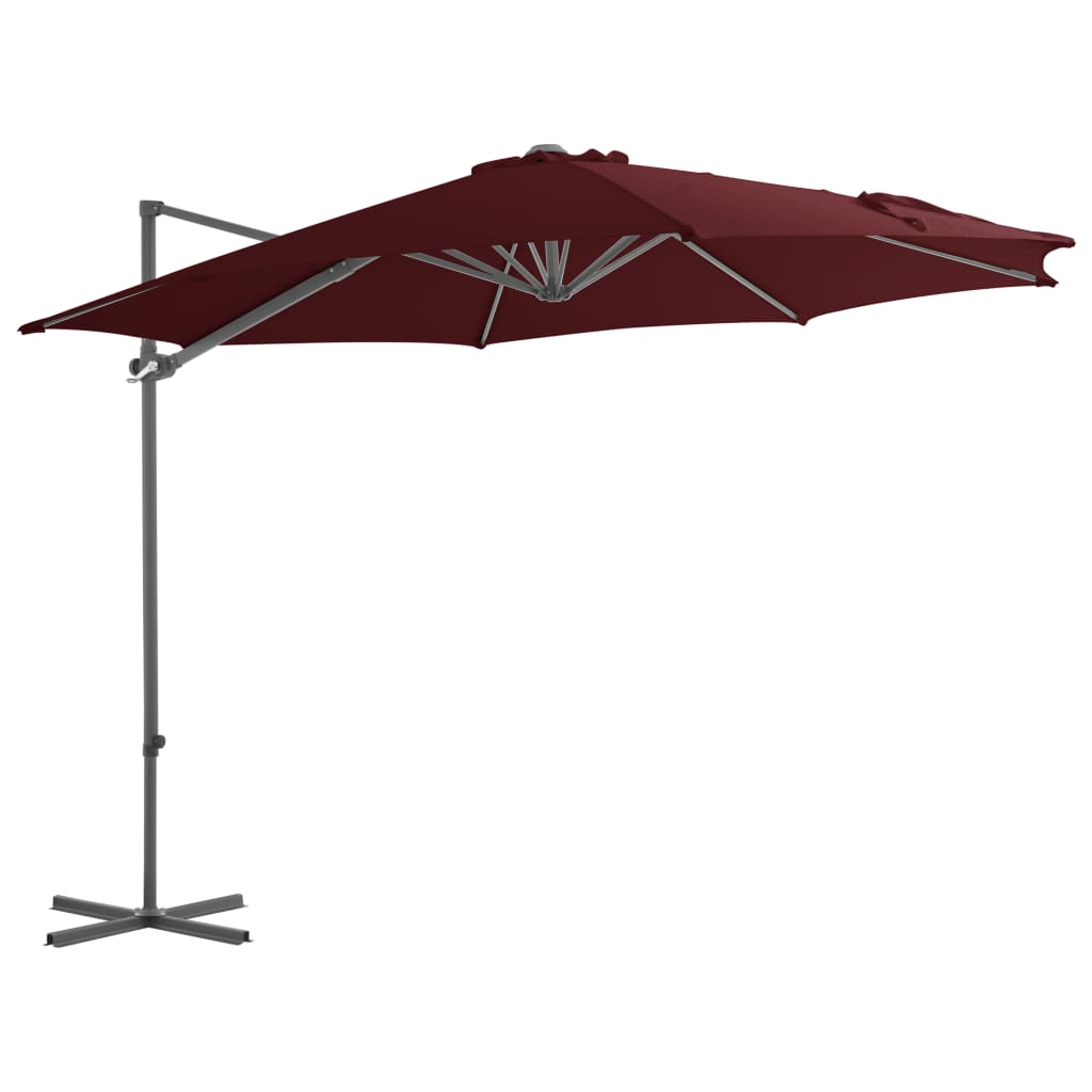 Vidaxl schwimmend Parasol mit Stahlpol 300 cm Bordeaux Rot