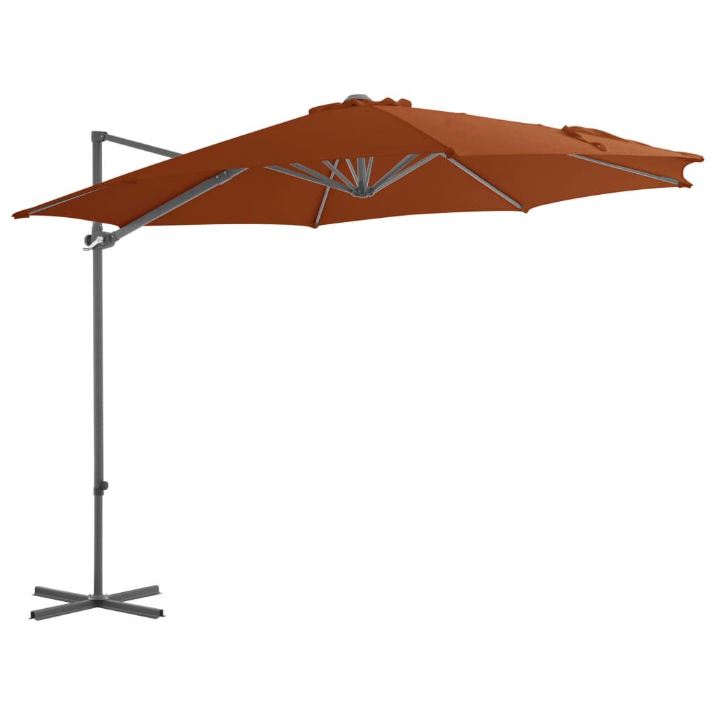 Parasol flotante Vidaxl con poste de acero 300 cm de terracota