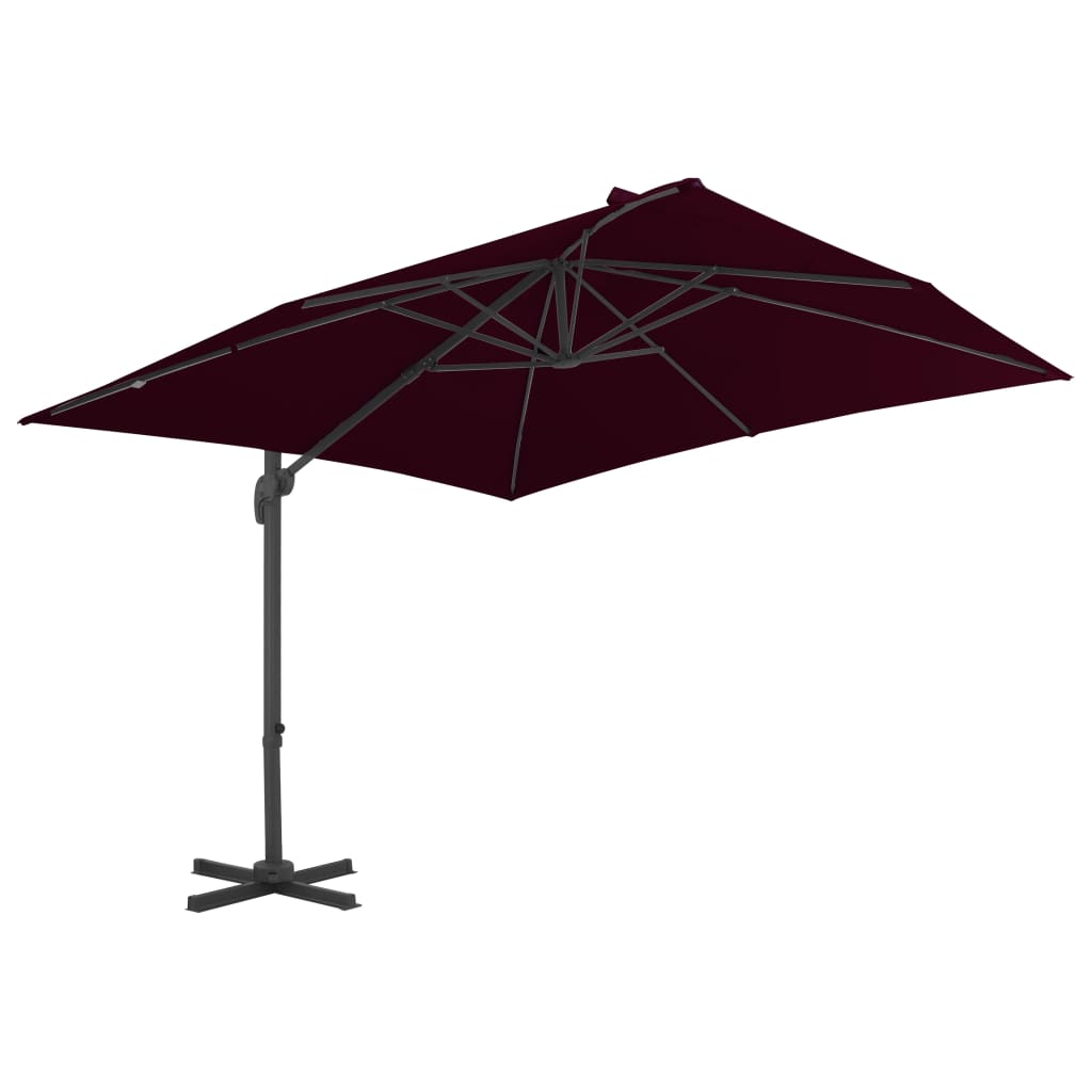 Vidaxl Parasol flottant avec poteau en aluminium 300x300 cm rouge bordeaux