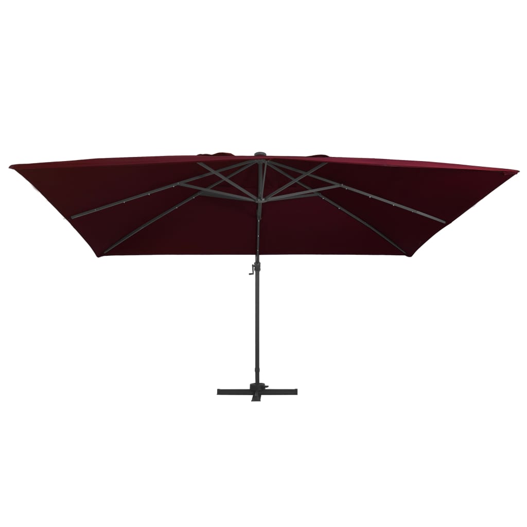 Vidaxl zweefparasol met led-verlichting 400x300 cm bordeauxrood