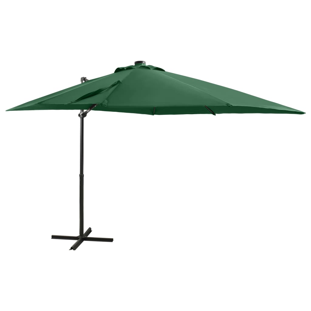 Parasol flotante de Vidaxl con pole y iluminación LED de 250 cm verde