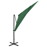 VidaXL Zweefparasol met paal en LED-verlichting 250 cm groen