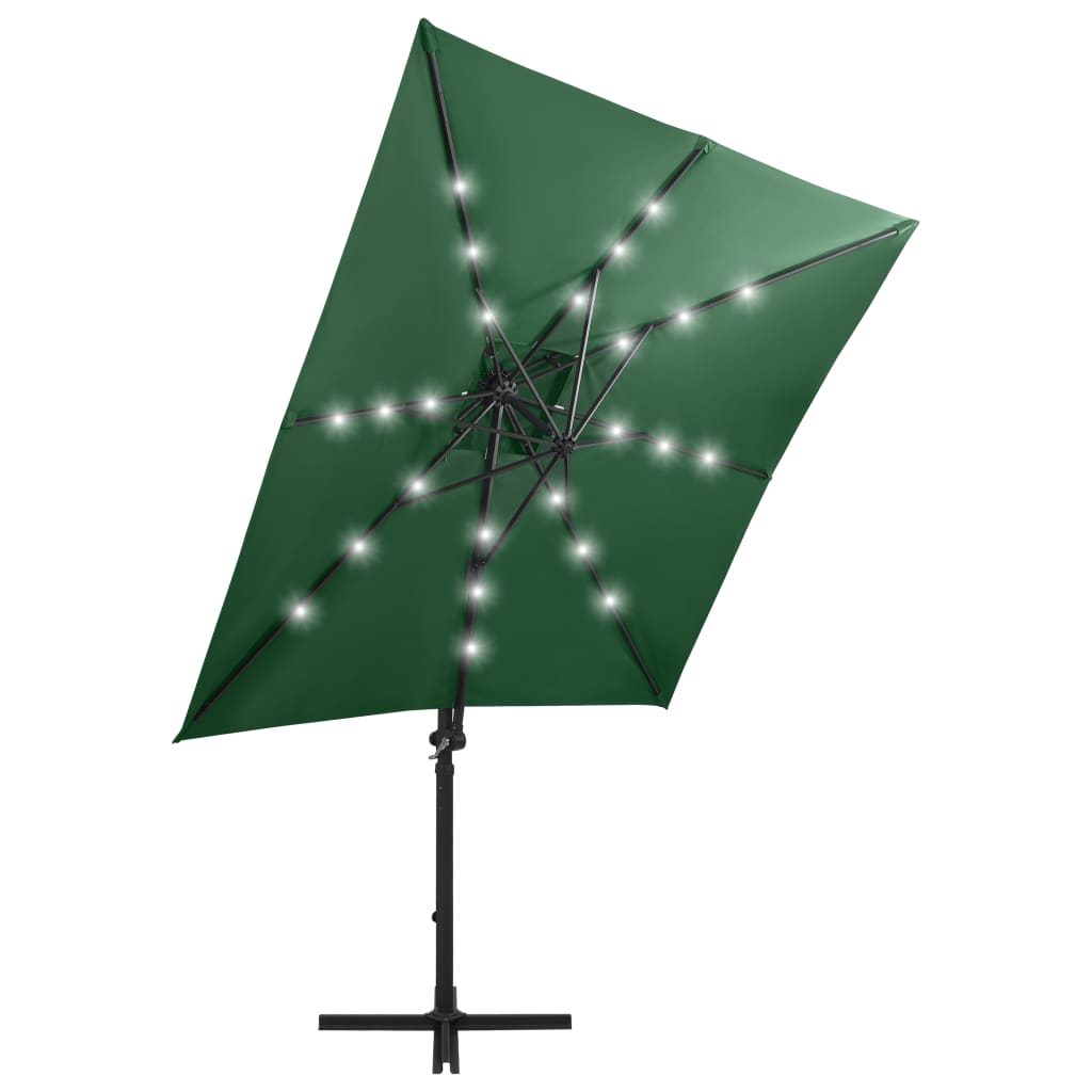 Parasol flotante de Vidaxl con pole y iluminación LED de 250 cm verde