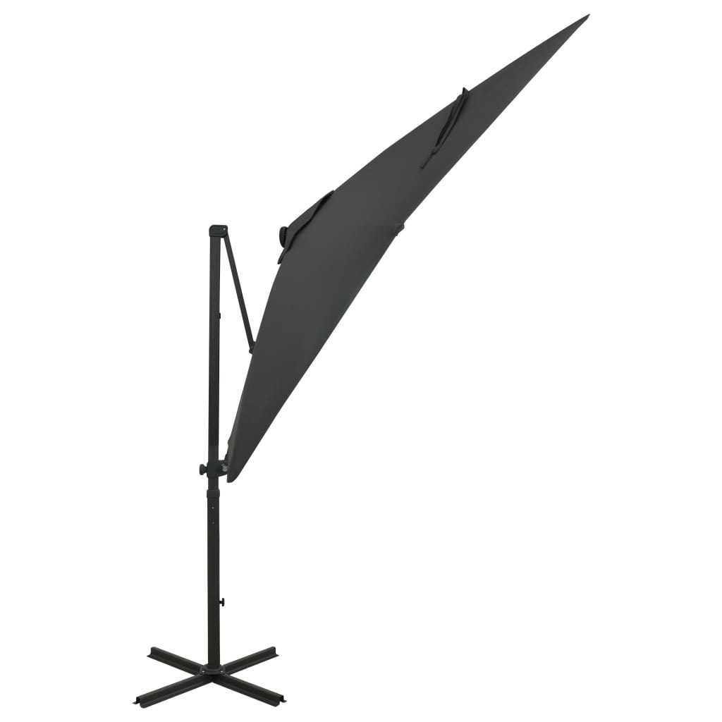 VidaXL Zweefparasol met paal en LED-verlichting 250 cm antracietkleur